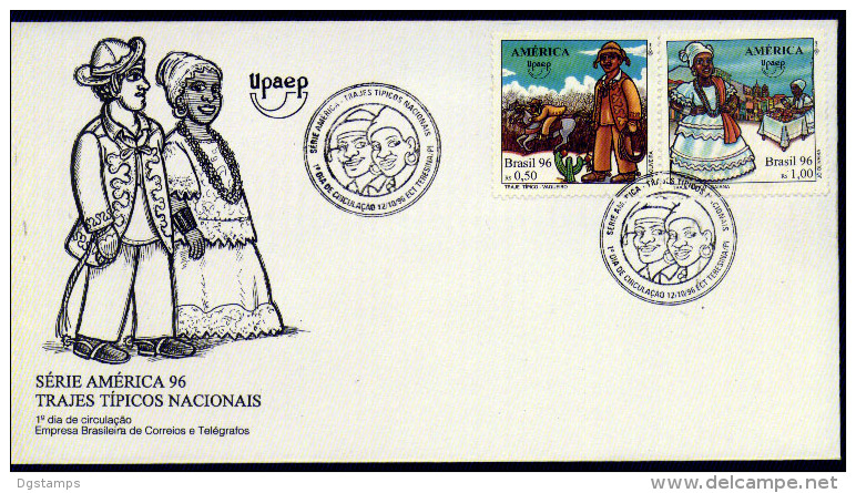 Brasil 1996 YT2260A FDC Upaep Trajes Típicos. Vaquero. Bahiana. Upaep Costumes. Cowboy. Bahiana. - FDC