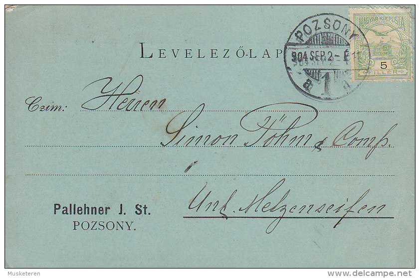 Hungary Ungarn PALLEHNER J. ST., POZSONY 1904 Card Carte To METZENSEIFEN (2 Scans) - Brieven En Documenten