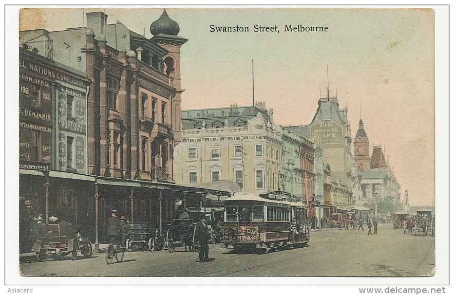 Melbourne Swanston Street Tramway Tram  Pub Carlton P. Used 1907 - Melbourne