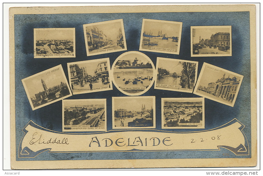 Adelaide Multi View School Of Mines , GPO, Bank Etc P. Used Mt Gambier To Havana Cuba - Adelaide