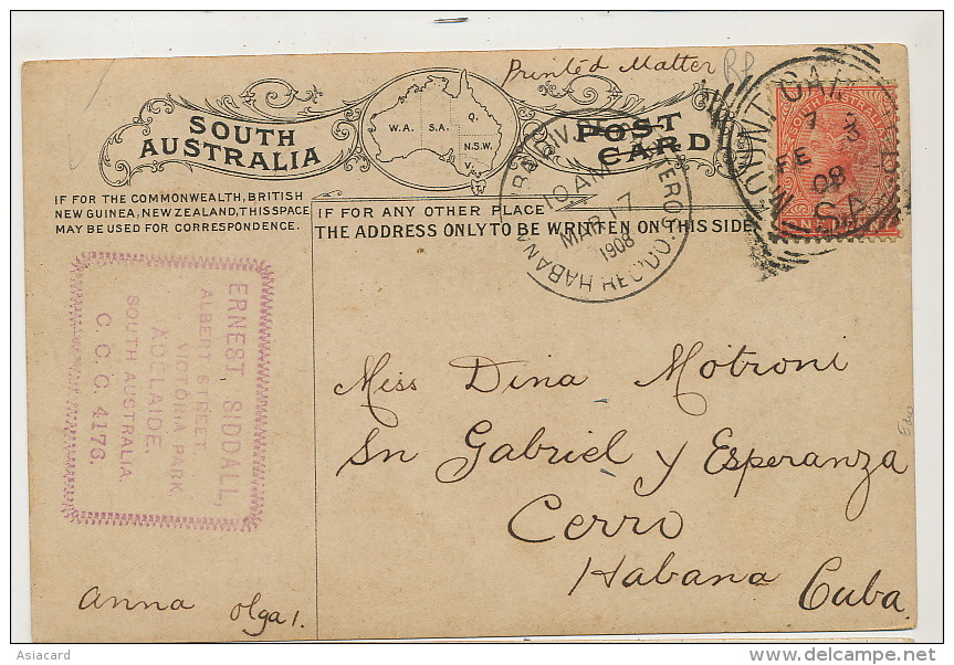 Adelaide Multi View School Of Mines , GPO, Bank Etc P. Used Mt Gambier To Havana Cuba - Adelaide