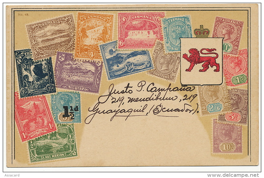Philatelic Card Embossed  Stamps By Ottmar Zieher Carte Philatelique Guayaquil To Cuba - Autres & Non Classés