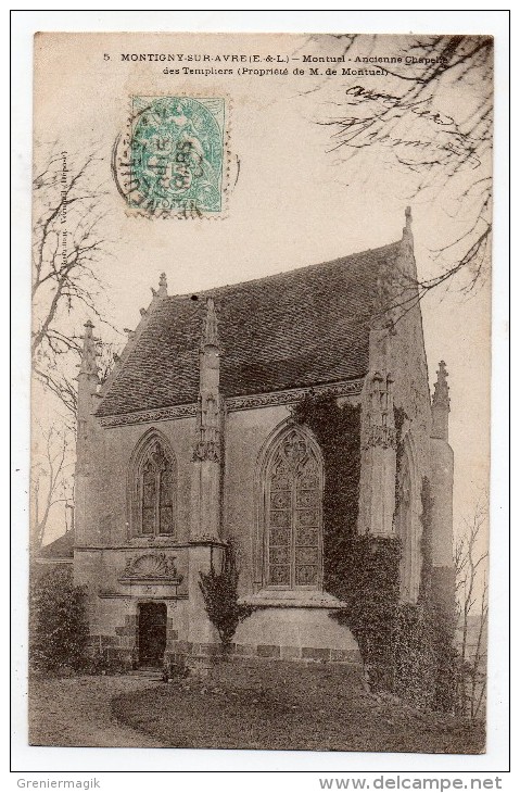 Cpa Pionnière 28 - Montigny-sur-Avre - Montuel - Chapelle Des Templiers (propriété De M. De Montuel) - Montigny-sur-Avre