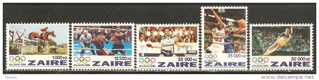 Zaire 1996 Mi# 1126-1130 ** MNH - Summer Olympic Games, Atlanta - Unused Stamps