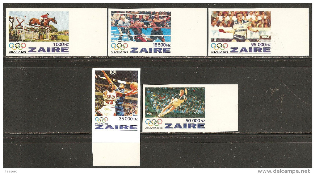 Zaire 1996 Mi# 1126-1130 U ** MNH - Imperf. - Summer Olympic Games, Atlanta - Neufs