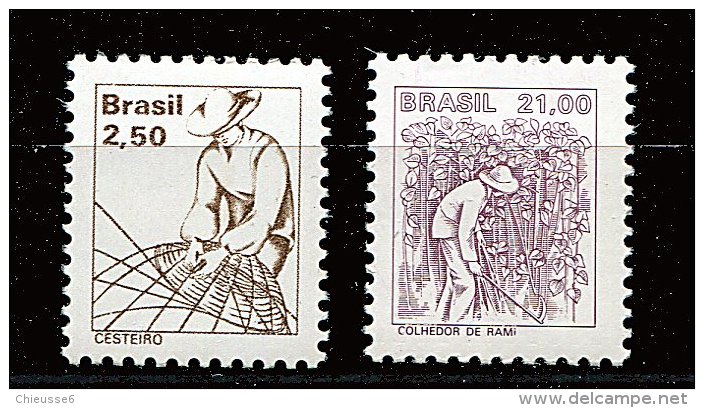 Brésil ** N° 1368/1369 - Série Courante. Le Vannier, La Récolte De Ramie - Neufs