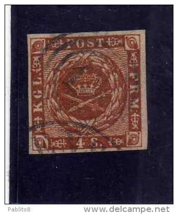 DANEMARK - DANMARK - DENMARK - DANIMARCA 1854 ROYAL EMBLEMS 4 SK COAT OF ARMS ARMOIRIES 4 S STEMMA 4SK USED - Used Stamps