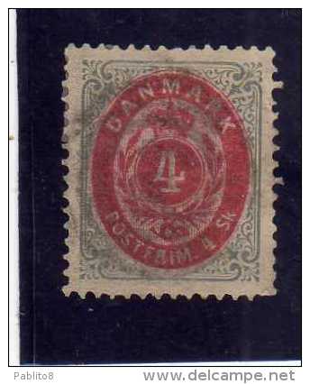 DANEMARK DANMARK DENMARK DANIMARCA 1870 ROYAL EMBLEM NUMERAL COAT OF ARMS ARMOIRIES 4s STEMMA CIFRA MLH - Unused Stamps