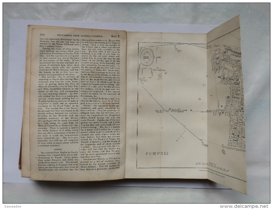 LIVRE - GUIDE - MURRAY - HAND BOOK - SOUTH ITALY & NAPLES - 1853 - 560 PAGES + 22 PAGES ANNEXES ET PUBLICITES - Europa