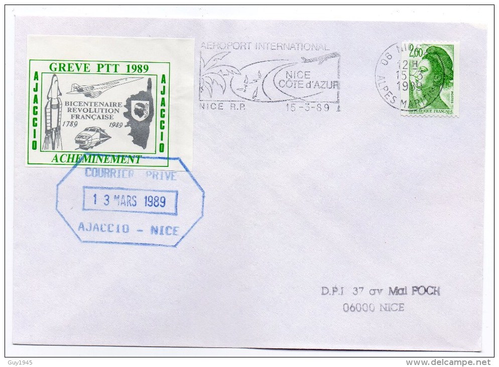 AJACCIO 1989 : Paire Sur Enveloppe AJACCIO-NICE - Other & Unclassified