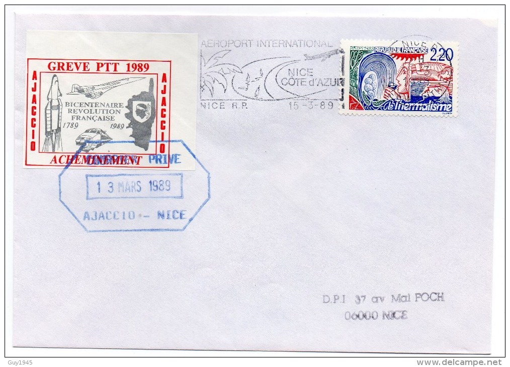 AJACCIO 1989 : Paire Sur Enveloppe AJACCIO-NICE - Altri & Non Classificati