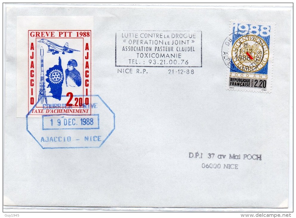 AJACCIO 1988 : 2F20  Sur Enveloppe AJACCIO-NICE - Other & Unclassified