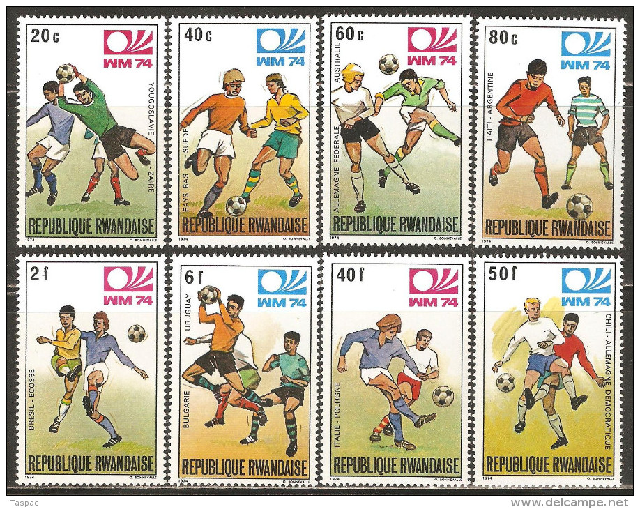 Rwanda 1974 Mi# 626-633 A ** MNH - World Cup Soccer Championship, Munich - Neufs