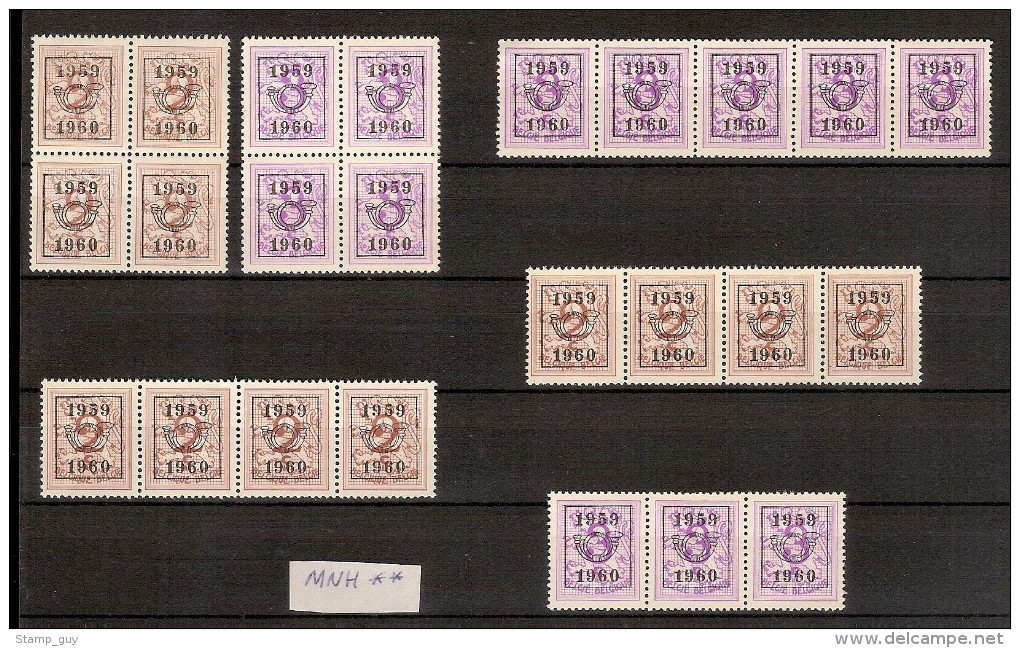 1959 - 1960 2 Cent En 3 Cent In Blok Van 4 + Strips ** MNH Postfris Zonder Plakker. Inzet Aan 5 €  ! - Typo Precancels 1951-80 (Figure On Lion)