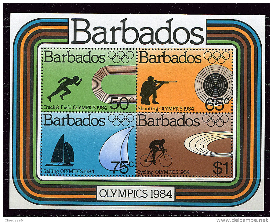 Barbade ** Bloc N° 19 - J.O. De Los Angeles (course, Tir à La Carabine, Voile, Cyclisme) - Barbades (1966-...)