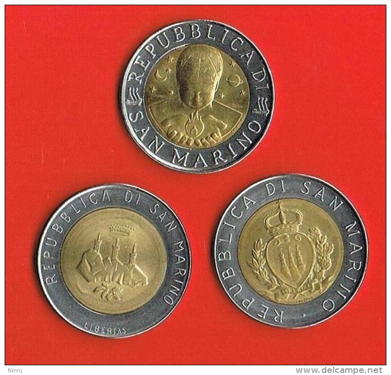 30 - S.Marino -3 Monete £. 500 Commemorative 1986 /1987 /1998   Bimetalliche - Commémoratives