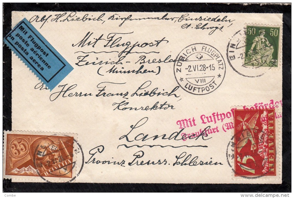 1928, LETTRE SUISSE, MIT LUFTPOST,  ZURICH FLUSPLATZ Pour LANDECK,/5264 - Autres & Non Classés