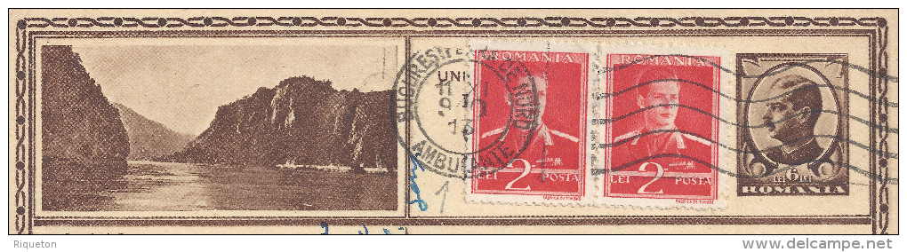 ROUMANIE - 1940 - CARTE ENTIER POSTAL ILLUSTRE, DE BUCAREST AVEC COMPLEMENT D´AFFRANCHISSEMENT POUR  MONTPELLIER - FR - - Entiers Postaux