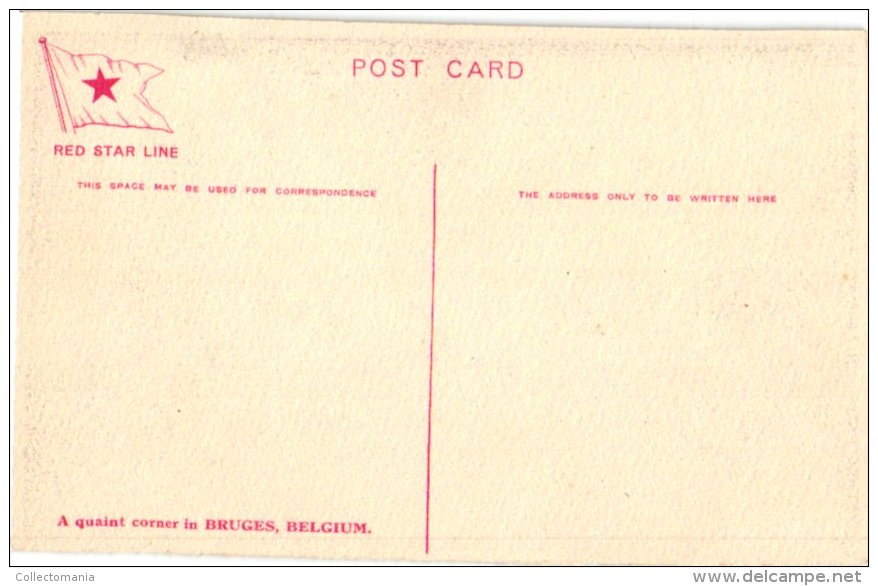 Passagierschepen  Red Star Line 1 Postcard Cassiers A Quite Corner In Bruges Ship Boat Bateaux Immigrants - Dampfer