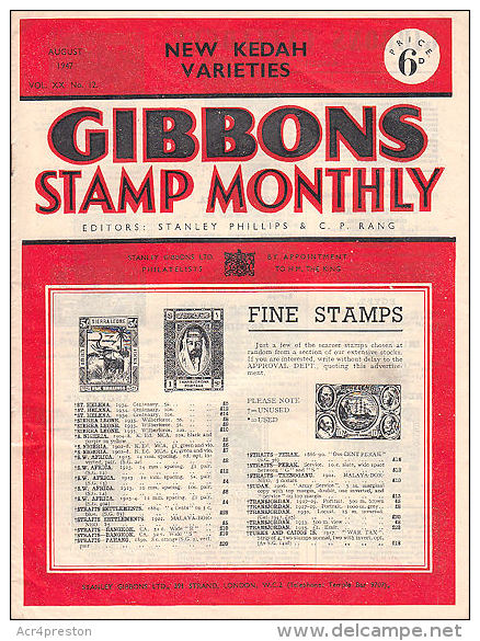 Sg05 GIBBONS STAMP MONTHLY, 1947 August,  Good Condition - English (from 1941)