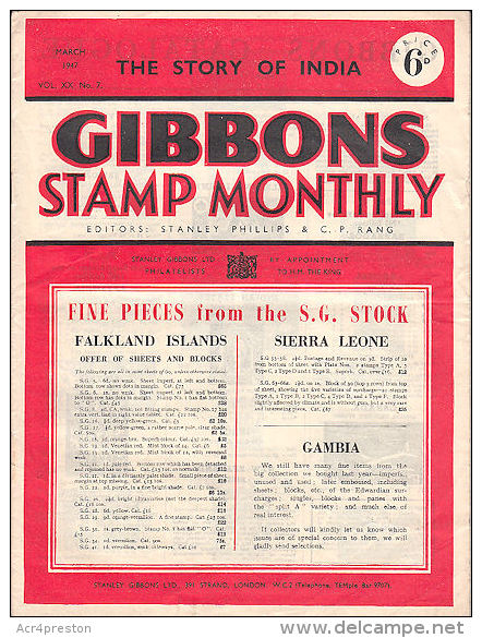 Sg10 GIBBONS STAMP MONTHLY, 1947 March,  Good Condition - English (from 1941)