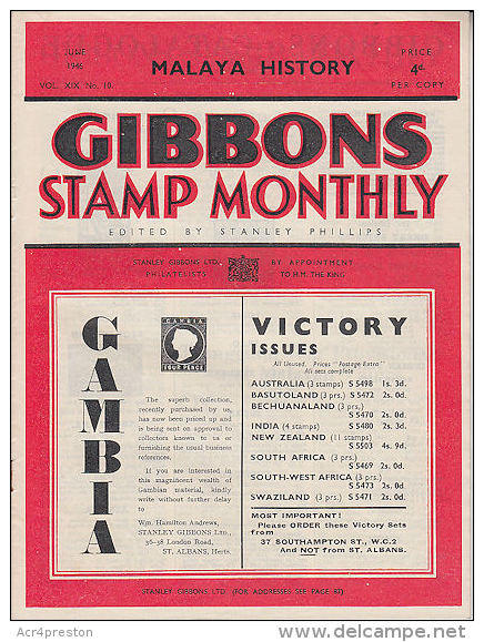 Sg19 GIBBONS STAMP MONTHLY, 1946 June,  Good Condition - English (from 1941)