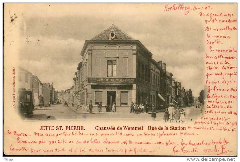 Bruxelles - Jette St Pierre:  Chaussée De Wemmel Et Rue De La Station / Animé / Magasin J.Bte De Keyser - Jette