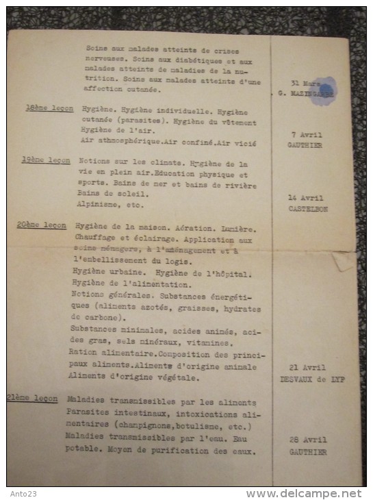 Militaria Croix-Rouge Française Comité De Montargis 1947 1948 Cours De La CRF 31 Lecons Avec Nom Des Docteurs - Documents