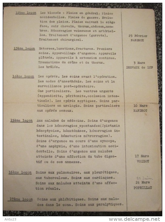Militaria Croix-Rouge Française Comité De Montargis 1947 1948 Cours De La CRF 31 Lecons Avec Nom Des Docteurs - Documents