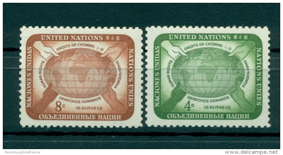 Nations Unies New York 1958 - Michel N. 74/75 - Droits De L'Homme - Ungebraucht