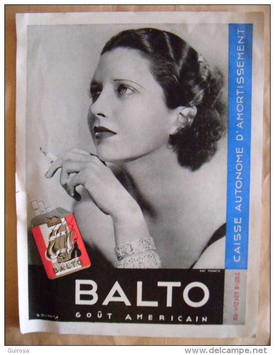 Publicité Pour Cigarettes Recto-verso : Gitanes Vizir / Balto  -  1937 - Tabac - Jean D'Ylen - Francis Kay - Documenten