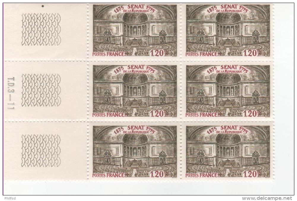 1975- Sénat De La République  - Bloc De 6 Timbres N° 1843 - Andere & Zonder Classificatie