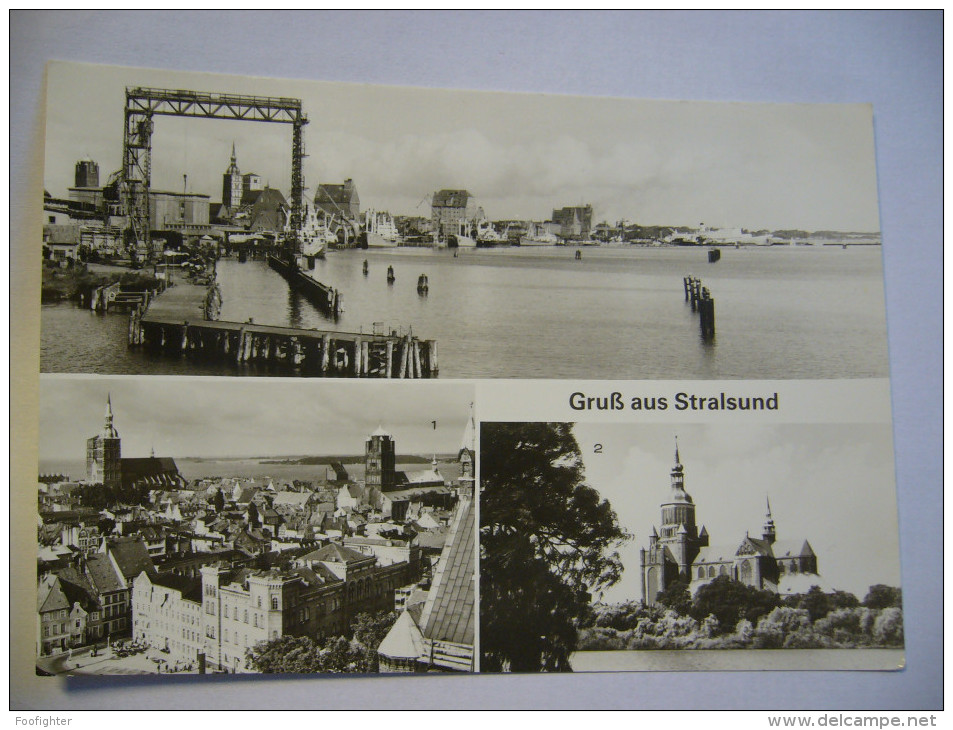 Germany: Stralsund - Blick Von Der Rügendammbrücke, Übersicht, Marienkirche - 1980s Unused - Stralsund