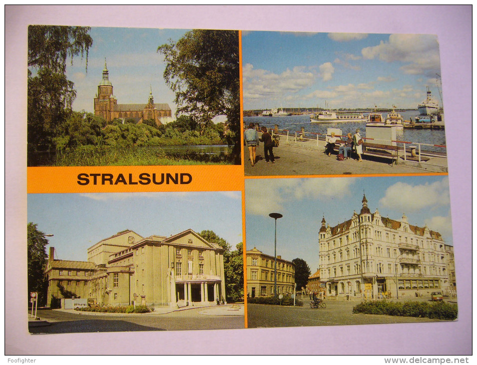 Germany: Stralsund - Marienkirche, Hafen, Theater Am Olof-Palme-Platz, Hotel Am Bahnhof - 1980s Unused - Stralsund