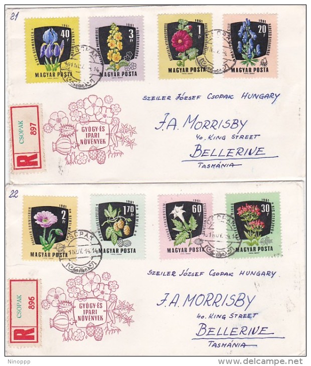 Hungary 1961 Flowers Registered FDCs - FDC