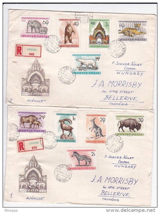 Hungary 1961 Zoos Registered  FDCs Sent To Australia - FDC