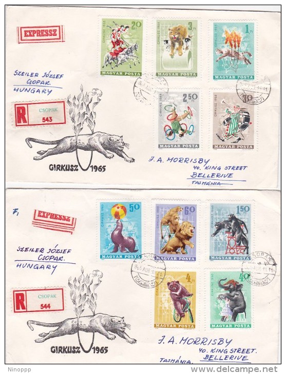 Hungary 1965 Circus Registered  FDCs Sent To Australia - FDC