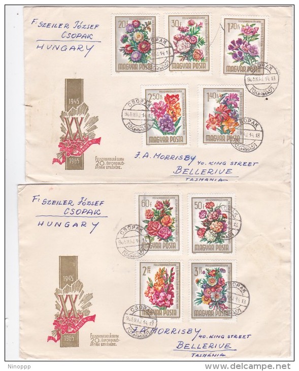 Hungary 1965 Flowers Registered FDCs - FDC