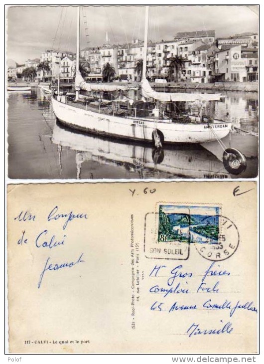 CALVI -Le Quai Et Le Port - Voilier  "Boréas - Amsterdam" Cachet Daguin(64856) - Calvi