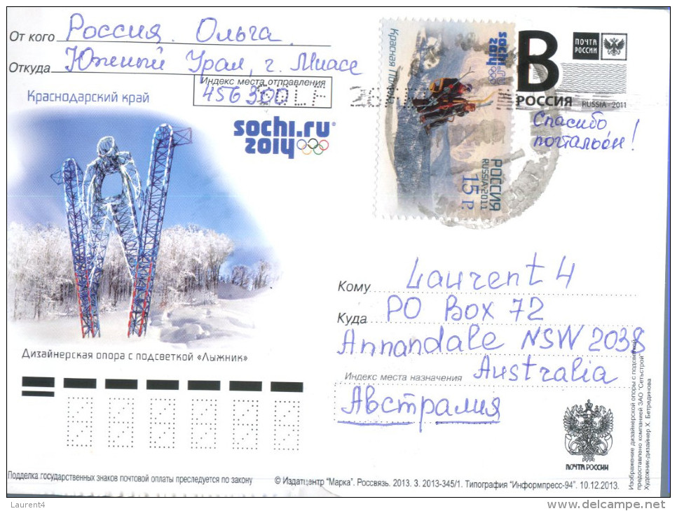 (408) Sochi - Winter Olympic Games Pre-paid Postcard - Jeux Olympiques