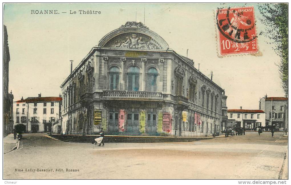 ROANNE LE THEATRE CARTE COLORISEE - Roanne