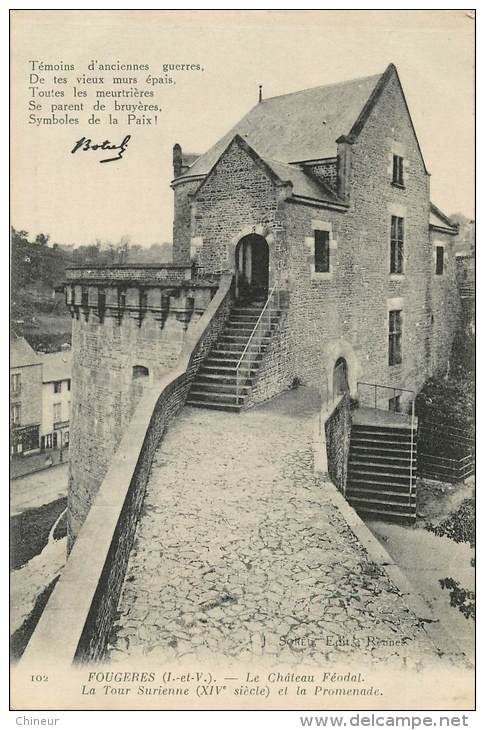 FOUGERES LE CHATEAU FEODAL LA TOUR SURIENNE TEXTES DE BOTREL - Fougeres