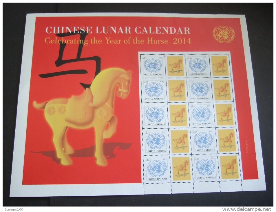 UNITED NATIONS 2014  YEAR OF THE HORSE   SHEET   MNH **   (GROEN102-21-1110) - Hojas Y Bloques