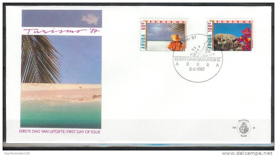 Mef010fb TOERISME STRAND CACTUS TOURISM TURISMO BEACH ARUBA 1987 FDC - Cactus