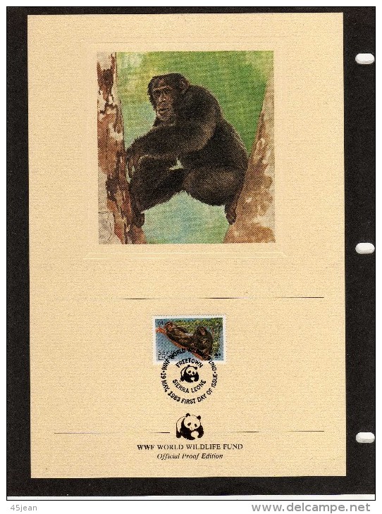 Sierra Leone: WWF: 1983 Très Belle Série De Documents WWF (18 X 26,5 Cm) Singes Les Chimpanzés En Danger - Chimpanzees