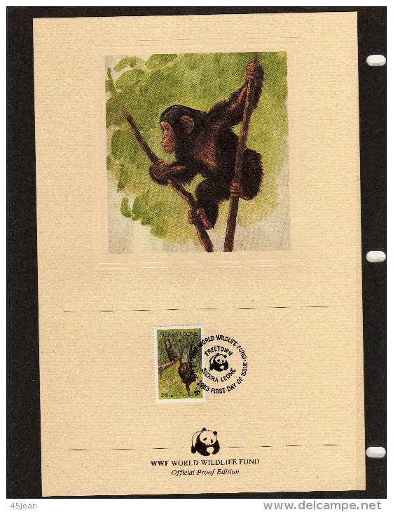 Sierra Leone: WWF: 1983 Très Belle Série De Documents WWF (18 X 26,5 Cm) Singes Les Chimpanzés En Danger - Chimpanzés