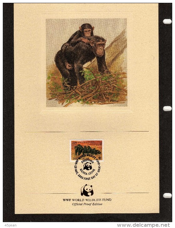 Sierra Leone: WWF: 1983 Très Belle Série De Documents WWF (18 X 26,5 Cm) Singes Les Chimpanzés En Danger - Chimpancés