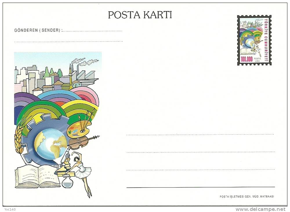 Turkey; 1997 Postal Stationery  "Development, Education And Art" - Ganzsachen