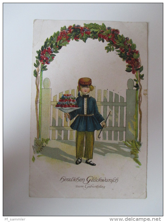 AK / Künstlerkarte  1925 "Herzlichen Glückwünsch Zum Geburtstag" Kinder Mit Blumenstrauß Verlag S.V.D. Serie 3577/4 - Anniversaire
