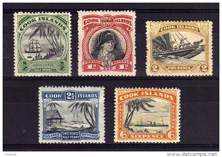 Cook Islands - 1933/36 - Definitives (Part Set, Single NZ &amp; Star Watermark) - MH - Cook